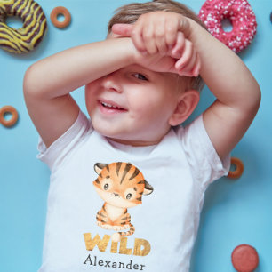 スウィートサファリベビータイガー誕生日 ベビーTシャツ