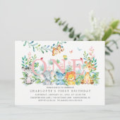 スウィートサファリワンガールズ1ST誕生日招待状 招待状 (スタンド正面)