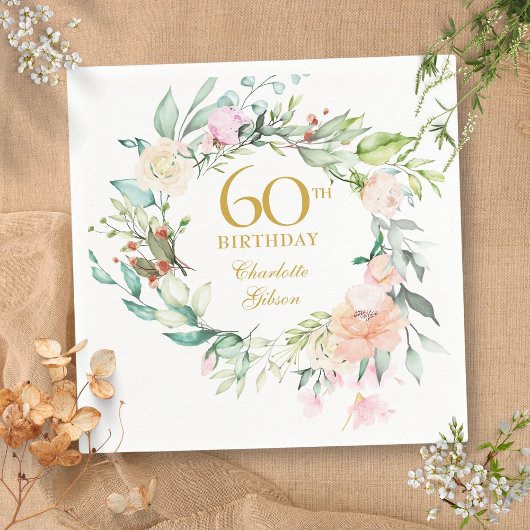 スウィートサマーバラガーランド60誕生日 スタンダードカクテルナプキン