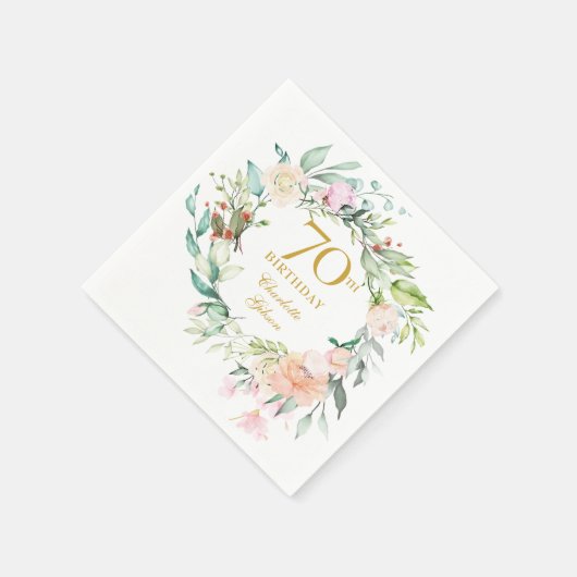 スウィートサマーバラガーランド70誕生日 スタンダードカクテルナプキン (角)