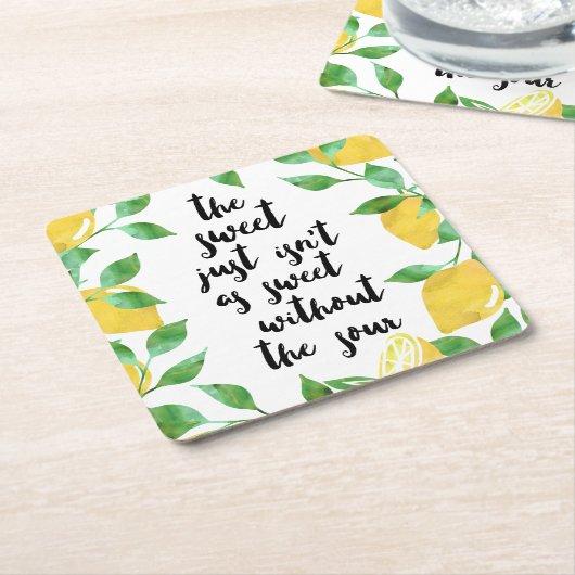 スウィートサワーレモン引用文 スクエアペーパーコースター (アングル)