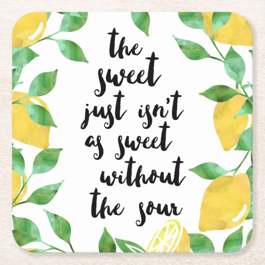 スウィートサワーレモン引用文 スクエアペーパーコースター (正面)