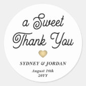 スウィートサンキューエレガントレトロスクリプト結婚式の引き出物 ラウンドシール (正面)