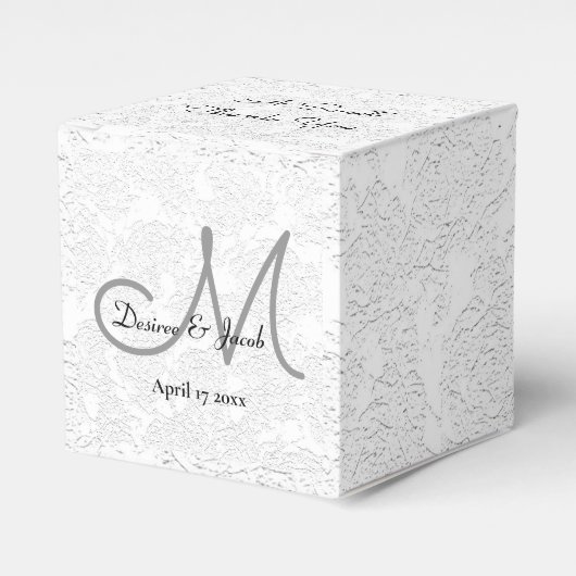 スウィートサンキューホワイトグレーモノグラム結婚ズ フェイバーボックス (正面サイド)