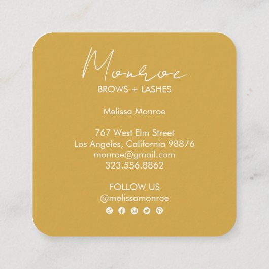 スウィートサンシャインボホーラインアート金ゴールドソーシャルメディア スクエア名刺 (裏面)