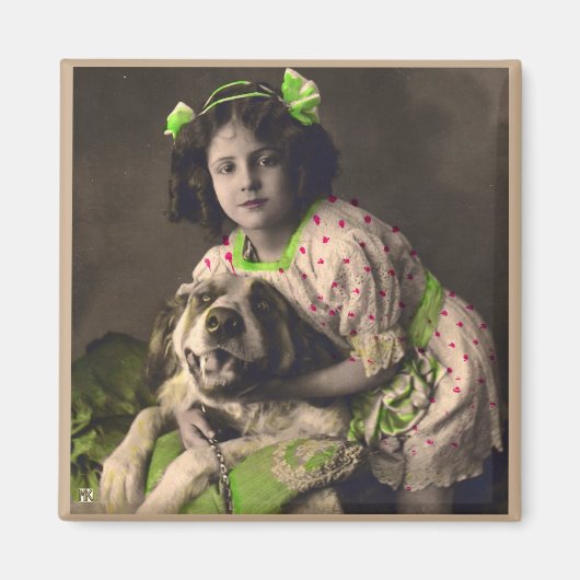 スウィートサンバーナードヴィンテージフォトマグネット マグネット (正面)