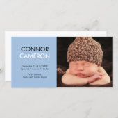 スウィートシンプルベビー誕生のお知らせ – 青 案内状 (正面/裏面)