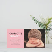 スウィートシンプルベビー誕生発表 – ピンク 案内状 (スタンド正面)