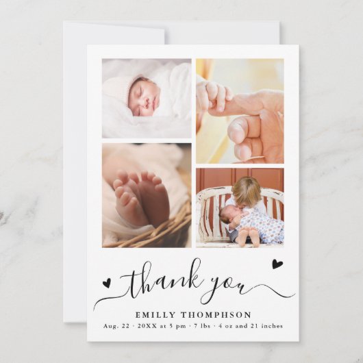スウィートシンプルミニマル4フォトベビーありがとう サンキューカード (正面)