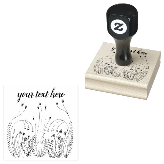 スウィートシンプルラインアートフラワーズメドウカスタム ラバースタンプ (押印)