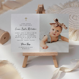 スウィートシンプル |白黒と写真のバプテスマ 招待状