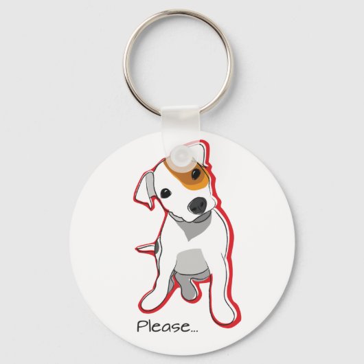 スウィートジャックラッセルパピー「お願い」キーチェーン キーホルダー (正面)