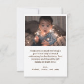 スウィートジャングルサファリアニマル1st誕生日パーティー サンキューカード (裏面)