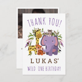 スウィートジャングルサファリアニマル1st誕生日パーティー サンキューカード