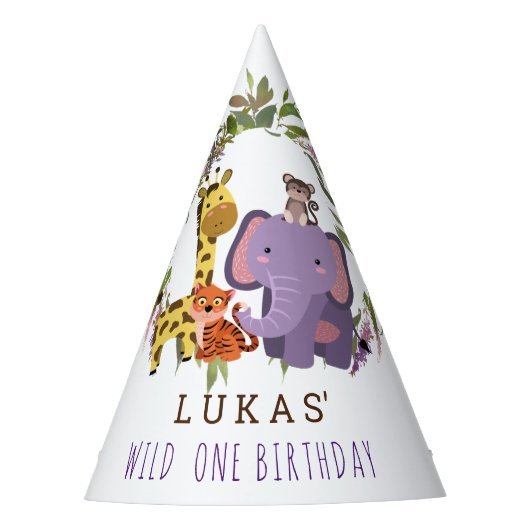 スウィートジャングルサファリアニマル1st誕生日パーティー パーティーハット (正面)