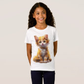 スウィートジンジャーとホワイトパッチワークの子猫チャーム Tシャツ (正面フル)