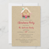 スウィートジンジャーブレッドハウスクリスマスパーティの招待状 招待状 (正面)