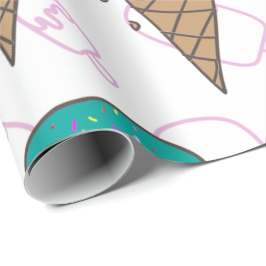 スウィートスイーツ – プレミアムアイスクリーム包装 ラッピングペーパー (ロールコーナー)