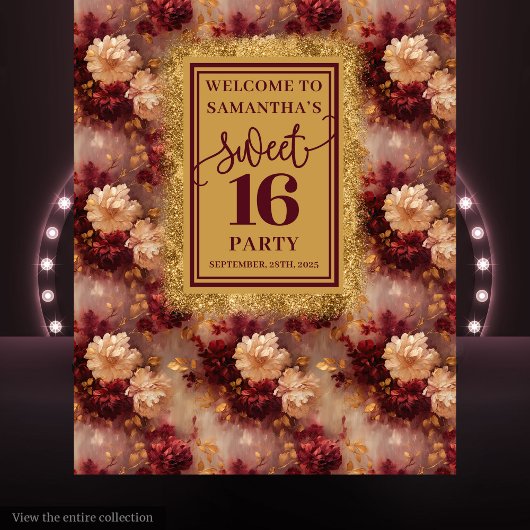 スウィートスタイリッシュ16赤面ブルゴーニュ金ゴールドタペストリー タペストリー