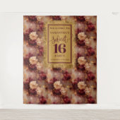 スウィートスタイリッシュ16赤面ブルゴーニュ金ゴールドタペストリー タペストリー (正面)