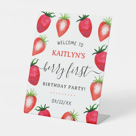 スウィートストロベリーファースト1歳の誕生日へようこそ 台座サイン (正面)