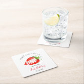 スウィートストロベリーファースト1歳の誕生日 スクエアペーパーコースター (インサイチュ)