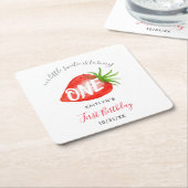 スウィートストロベリーファースト1歳の誕生日 スクエアペーパーコースター (アングル)