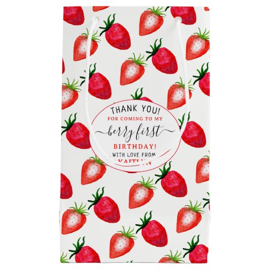 スウィートストロベリーファースト1歳の誕生日 スモールペーパーバッグ (正面)