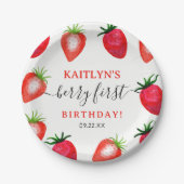 スウィートストロベリーファースト1歳の誕生日 ペーパープレート (正面)