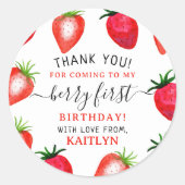 スウィートストロベリーファースト1歳の誕生日 ラウンドシール (正面)