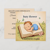 スウィートストーリー ベビーシャワー 招待状 – コzyな睡眠 (正面/裏面)