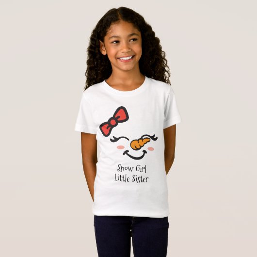 スウィートスノーガールリトルシスターかわいい雪だるま顔 Tシャツ (正面フル)
