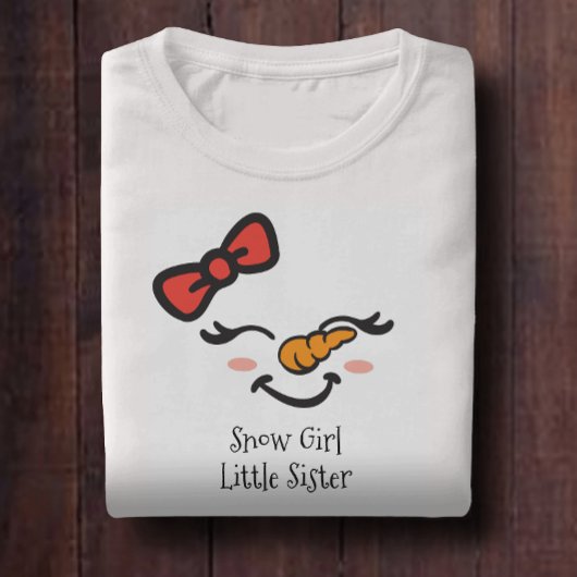 スウィートスノーガールリトルシスターかわいい雪だるま顔 Tシャツ