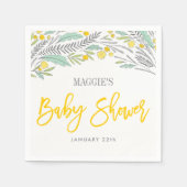 スウィートスプリグスニュートラルカスタマイズベビーシャワーナプキン スタンダードカクテルナプキン (正面)