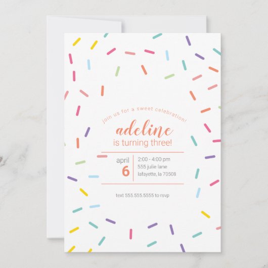 スウィートスプリンクルスバースデーパーティー 招待状 (正面)