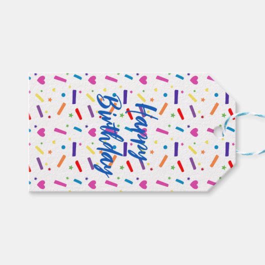 スウィートスプリンクルバースデーパーティーテーマ ギフトタグ (正面(横))
