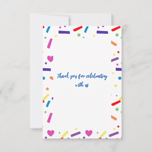 スウィートスプリンクルバースデーパーティーテーマ サンキューカード (裏面)