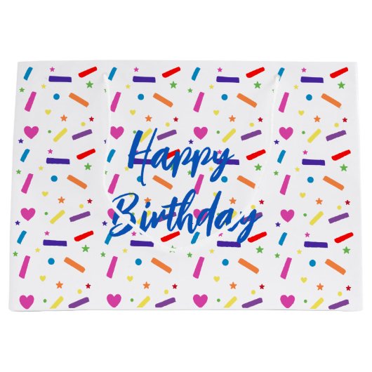 スウィートスプリンクルバースデーパーティーテーマ ラージペーパーバッグ (正面)