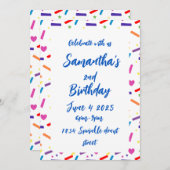 スウィートスプリンクルバースデーパーティーテーマ 招待状 (正面/裏面)