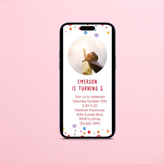 スウィートスプリンクル子供の誕生日パーティー写真 招待状