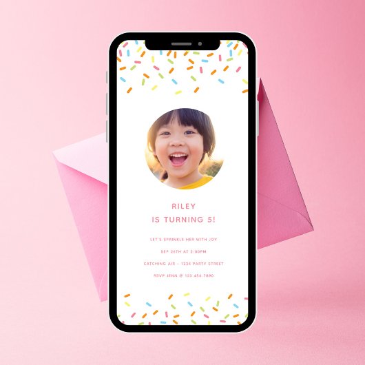 スウィートスプリンクル子供の誕生日パーティー写真 招待状