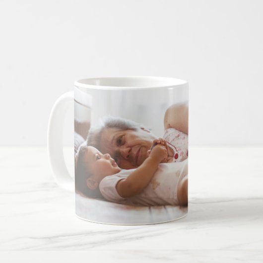 スウィートスマイル生まれたばかりのファミリーベビーフォトマグカップ コーヒーマグカップ (正面左)