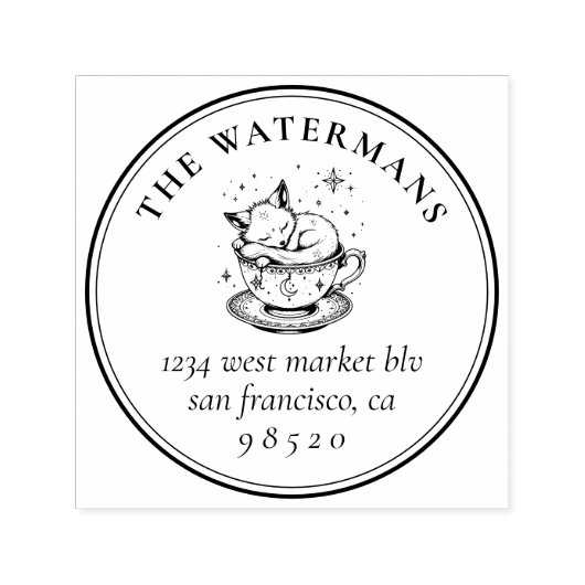 スウィートスリーピングマジカルベビーキツネ名&アドレス セルフインキングスタンプ (デザイン)