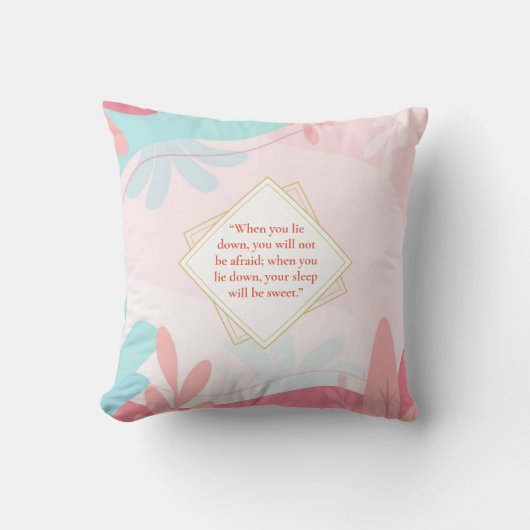 スウィートスリープフローラ装飾用クッション – 箴言3:24 クッション (正面)