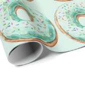 スウィートタイムパステルグリーンドーナツ誕生日 ラッピングペーパー (ロールコーナー)