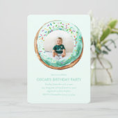 スウィートタイムパステルグリーンドーナツ誕生日 招待状 (スタンド正面)