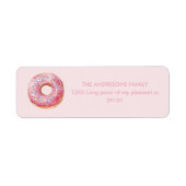 スウィートタイムパステルピンクドーナツ誕生日 ラベル (正面)