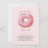 スウィートタイムパステルピンクドーナツ誕生日 招待状 (正面)