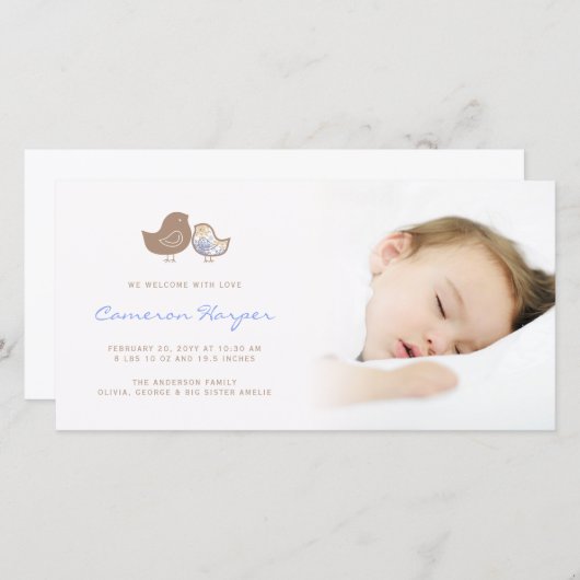 スウィートダマスクチックス男の赤ちゃん誕生のお知らせ 案内状 (正面/裏面)