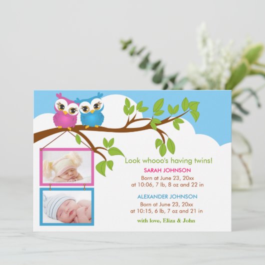 スウィートツインズフクロガールボーイ写真誕生のお知らせ 案内状 (スタンド正面)